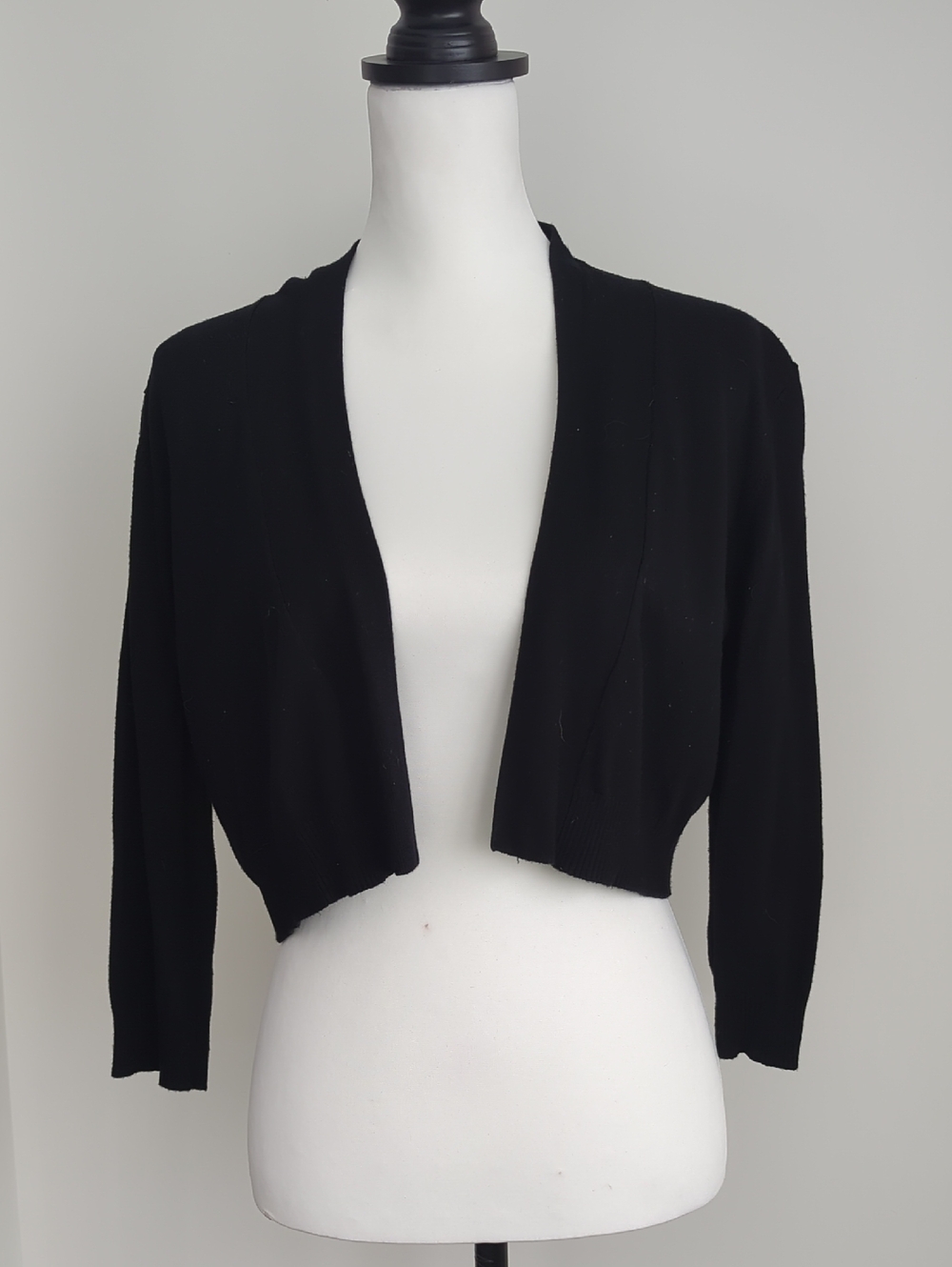 Cynthia Rowley Black Knit Cropped Open Front Cardigan Shrug LARGE